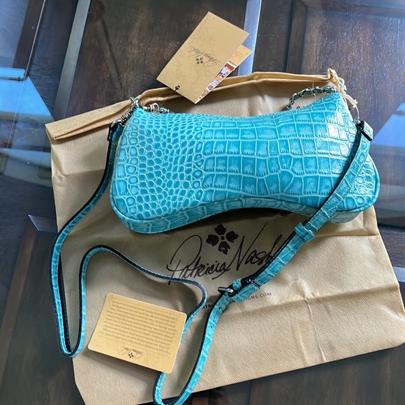 Riley Baguette Crossbody Vintage Distressed Croc Leather - Picture 9 of 12